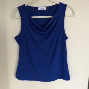 Calvin Klein Draped Neck Tank Blouse